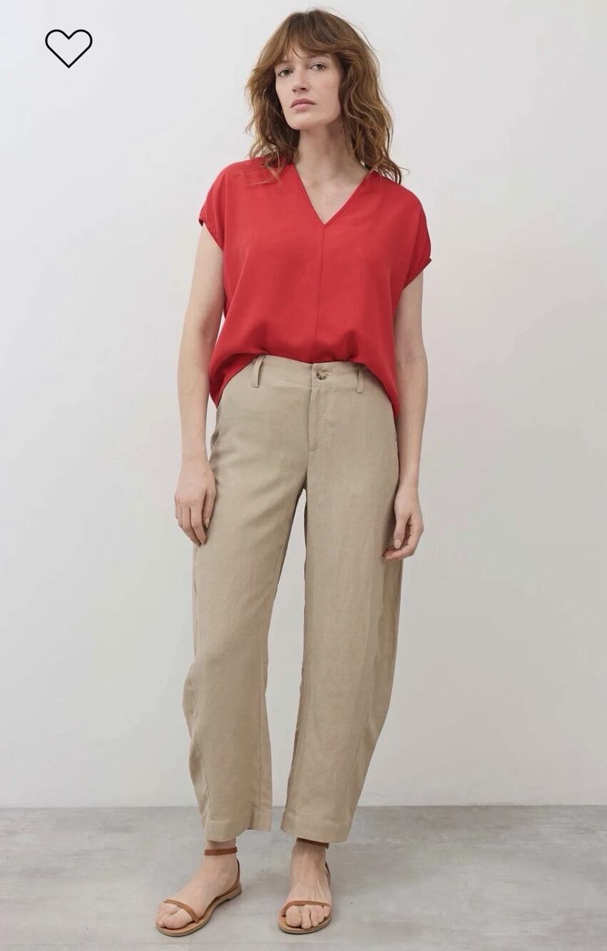 NWT RUTI Uptown Loose Silk Linen Work Pants •4• Barrel Leg Pull On Trousers $295